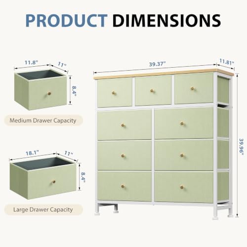 DUMOS 9 Drawer Dresser for Bedroom, Storage Organizer Chest of Drawers - Image 3