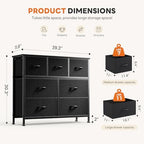 Sweetcrispy 7 Drawer Fabric Dresser for Bedroom Storage with Bins, Black - Image 3