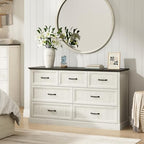 Farmhouse 7 Drawer Dresser for Bedroom, 55" White Dresser with TV Stand - Image 5