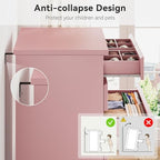 Pink Tall 7 Drawer Dresser for Bedroom, Modern Wood Closet Dressers & Chests of Drawers with Jewelry Storage, 23.6" L*15.8" W*47.5" H in Large Vertical Dresser for Bedroom, Living Room, Nursery - Image 6