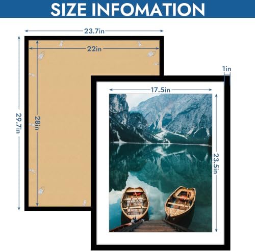 Hongkee 22x28 Frame Set of 4, 22 x 28 Black Wood Style(Mat 18x24) - Image 3