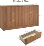 6 Drawer Dresser for Bedroom, 55" Wide Fluted Chest of Drawers - Image 2