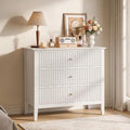 RoyalCraft White Fluted 3 Drawer Dresser, 32 inch Wide Dresser Nightstand for Bedroom, Modern Wood Chest of Drawers, Large Painted Nightstand with 3 Drawers for Closet, Hallway, Entryway by Bringyoubetterlife