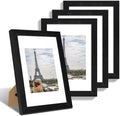 Hongkee 8x12 Picture Frame Set of 4, Made of Glass and Rustic Black Wooden Frame - Display 6x8 Picture with Mat or 8 x 12Poster Without Mat, 8 by 12 Photo for Wall or Tabletop by Hongkee