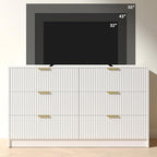 White Dresser with 6 Drawer 55" Wide Fluted Dresser for Bedroom丨Modern Chest of Drawer with Metal Handles, Wood TV Stand for Bedroom, Living Room, Entryway, Hallway, White - Image 6