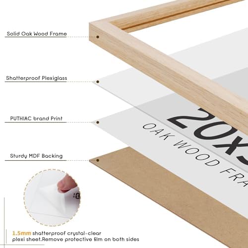 puthiac 20x30 Solid Oak Wood Picture Frame, Natural Oak, 1 Pack - Image 2