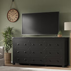 BORNOON 9-Drawer Dresser, Modern Wooden Storage Chest of Drawers, Dresser TV Stand, Wood Drawer Organizer with Metal Handles for Bedroom, Living Room, Hallway - Image 5
