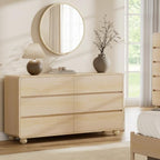 Lulive 6 Drawer Dresser for Bedroom, 55" Wide Chest of Drawers, Natural - Image 5