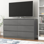 VERYKE Grey 6 Drawer Dresser for Bedroom,Chest of Drawers with No-Handle Design for Closet,Modern Wood Dresser Bedroom Storage Furniture - Image 5