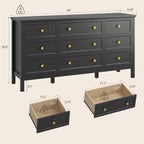 CARPETNAL 59" Black Dresser for Bedroom with 9 Drawer & Modern Gold Handles - Image 3
