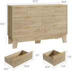 GarveeHome 47" Wide Fluted 8 Drawers Dresser, Oak - Image 2