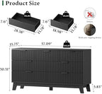 Xixini Fluted Dresser with 7 Drawers, 58" Wide Wood Chest of Drawers with Metal Handle, Wooden Dresser TV Stand, Modern Closet Clothes Storage Organizer for Bedroom, Living Room, Hallway, Solid Black - Image 2