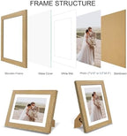 Hongkee 7x10 Picture Frame Set of 4, Made of Real Glass and Natural Oak Frame - Display 5.5 x 8.5 Diploma Frame with Mat or 7x10 Without Mat, 7 by 10 Photo for Wall or Tabletop - Image 3