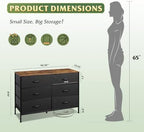WLIVE Dresser for Bedroom with 6 Fabric Drawers, Black and Rustic Brown - Image 3