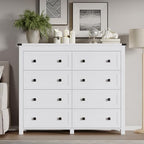 BORNOON Tall 8-Drawer Dresser, Modern Wooden Storage Chest of Drawers, Dresser TV Stand, Wood Drawer Organizer with Metal Handles for Bedroom, Living Room, Hallway - Image 3
