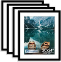Hongkee 20x24 Picture Frame Set of 4, 20 x 24 Black Wood Style(Mat 16x20) by Hongkee