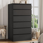 Black Tall 7 Drawer Dresser for Bedroom, Modern Wood Closet Dressers & Chests of Drawers with Jewelry Storage, 23.6" L*15.8" W*47.5" H in Large Vertical Dresser for Bedroom, Living Room, Nursery by JOCOEVOL