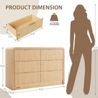 Decofy 47" W Fluted 6-Drawer Dresser for Bedroom, Natural Oak - Image 2