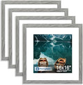 Hongkee 16x16 Frame Set of 4, 16 x 16 Grey Wood Style(Mat 12x12) by Hongkee