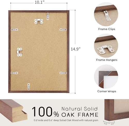 puthiac 10x14 Solid Oak Wood Picture Frames, Walnut, 3 Pack - Image 3