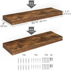 Ballucci Floating Shelf, 2-Pack 24" Rustic Brown Floating Shelves for Wall, Wood Wall Shelf for Home Décor, Floating Shelves for Bathroom, Living Room, Bedroom, 8" Deep Wall Shelves - Image 3