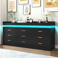 Hlivelood 9 Drawer Dresser with LED Light and Charging Station, Modern Chest of Drawers for Closet, Wide Drawer Organizer Cabinet for Bedroom, Living Room, Entryway, Hallway(9 Drawer Black) by Hlivelood