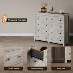 Xixini 47.2" Wide 8-Drawer Farmhouse Dresser for Bedroom, Light Grey - Image 5