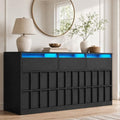 Fluted 9 Drawer Dresser for Bedroom,63" Wide Chest of Drawers w/LED Lights by Gyfimoie
