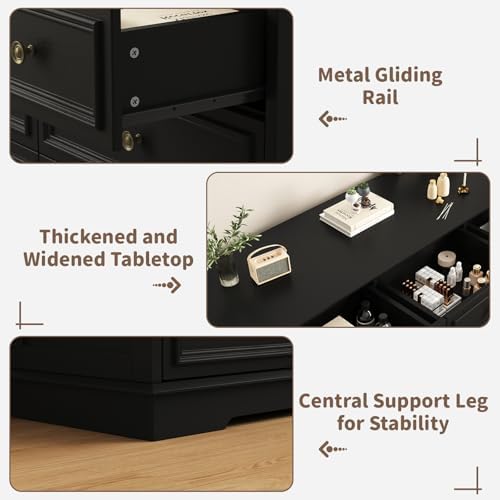 51" Wide Farmhouse 9 Drawer Dresser for Bedroom, Black - Image 7