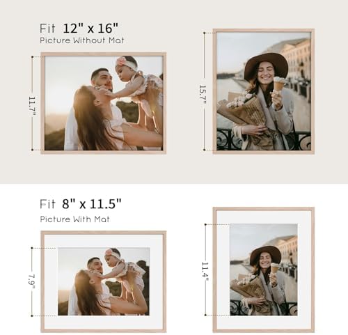 puthiac 12x16 Solid Oak Wood Picture Frame, Natural Oak, 1 Pack - Image 4