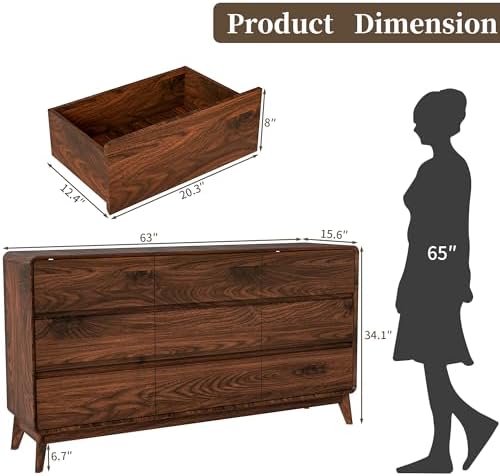 9 Drawer Mid Century Modern Dresser for Bedroom Chest of Drawers for Closet - Image 2