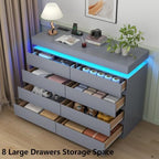 Gyfimoie 8 Drawer Dresser with Power Outlet, Modern Dresser with LED Light - Image 5