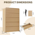 Oak Fluted 5 Drawer Dresser for Bedroom,47" Tall Modern Chest of Drawer - Image 2