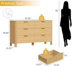 Wodeer 6 Drawer Dresser for Bedroom, 47" W Wood Storage Cabinet with Fluted Design, Modern Chest of Drawers & TV Stand for Living Room, Nursery Clothing Organizer with Metal Slides, Anti-Tipping - Image 2