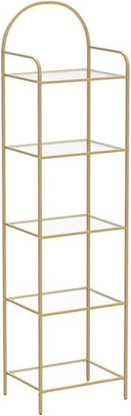Hzuaneri Bookcase Bookshelf, Tempered Glass Bookshelves, Slim Shelving Unit - Image 4