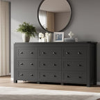 BORNOON 9-Drawer Dresser, Modern Wooden Storage Chest of Drawers, Dresser TV Stand, Wood Drawer Organizer with Metal Handles for Bedroom, Living Room, Hallway by BORNOON