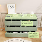 Vibe & Dine 6 Drawer Double Dresser, Modern Chest of Drawers with Wide Storage for Closet, Bedroom, Living Room (Light Green) - Image 5