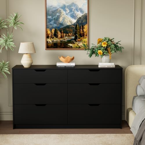 YESHOMY Black Dresser for Bedroom, 47.2" Modern Wood Chest with 6 Drawers - Image 5
