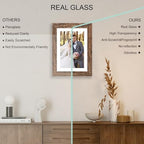 Hongkee 7x10 Picture Frame Set of 4, Made of Real Glass and Rustic Brown Frame - Display 5.5 x 8.5 Diploma Frame with Mat or 7x10 Without Mat, 7 by 10 Photo for Wall or Tabletop - Image 4