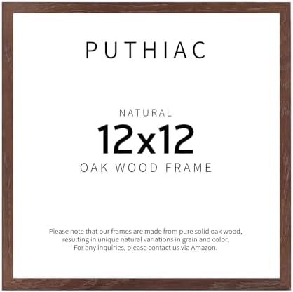 puthiac 12x12 Solid Oak Wood Picture Frame, Walnut, 1 Pack by PUTHIAC