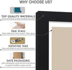 Hongkee 5x7 Picture Frame Set of 4, Made of Real Glass and Black Wooden Frame, 5 by 7 Photo for Wall or Tabletop - Display Picture 4x6 with Mat or 5x7 Without Mat - Image 6