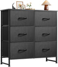 WLIVE Black Fabric Dresser for Bedroom, 6 Drawer Dressers Chest of Drawers by WLIVE