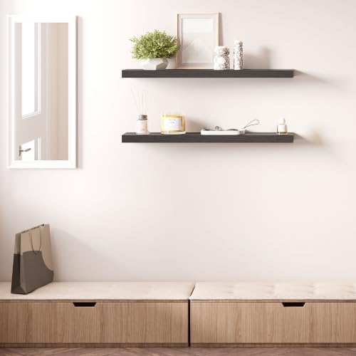 Ballucci Floating Shelves for Wall, 36" Wood Wall Shelf Set of 2, with Invisible Brackets for Bathroom, Living Room, Bedroom, Kitchen, Nursery, 8" Deep, Black - Image 6