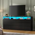 Gyfimoie 12-Compartment Divided Drawer Dresser w/Power Outlet, LED Light - Image 6