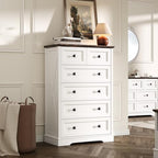 Farmhouse 6 Drawers Dresser Chests for Bedroom, White 6 Chest of Drawers by FFBCFDKFurnitureSet