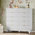 BORNOON 46" Tall Dresser for Bedroom, 10-Drawer Fluted Chest of Drawers, Modern Wood Highboy with Metal Slides and Handles, Anti-Tip Kit, Vertical Clothes Storage Organizer for Apartment, Closet - Image 6
