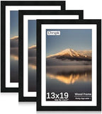 13x19 Poster Frame, Black Wood Frame with 11x17 Mat, 3 Pack by Unknown