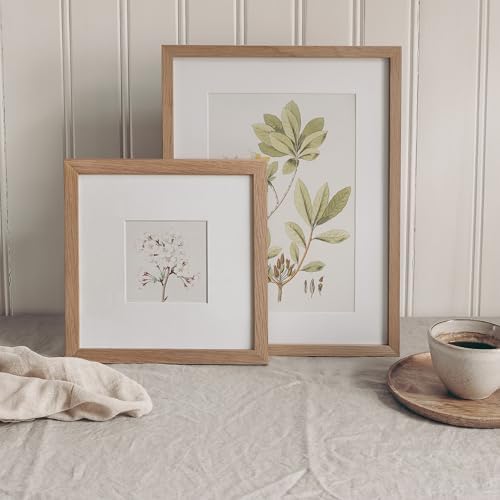 8x8 Picture Frame, Solid Oak Wood 8x8 photo Frame with Mat to 4x4 - Image 6