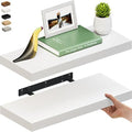 Ballucci Floating Shelves for Wall, 24" Wood Wall Shelf Set of 2, with Invisible Brackets for Bathroom, Living Room, Bedroom, Kitchen, Nursery, 8" Deep, White by Ballucci