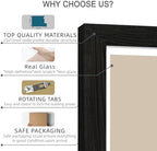 Hongkee 12x12 Picture Frame Set of 4 - Made of Glass and Rustic Black Wooden Frame, Display Square Pictures 10x10 with Mat or 12 x 12 without Mat, Desktop & Wall Collage Photo Frame - Image 6
